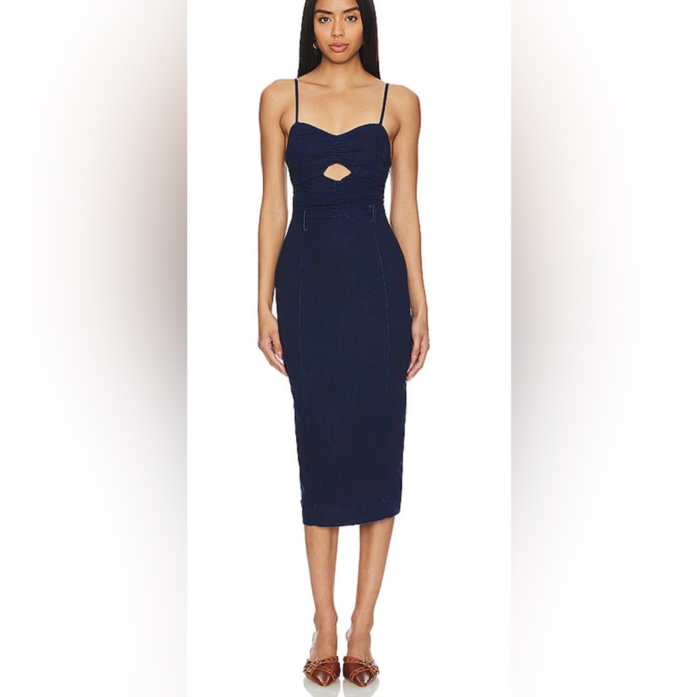 FREE PEOPLE Serenity Ruched Denim Midi Dress
NWOT